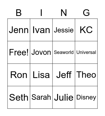 No Power Bingo Card