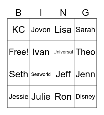 No Power Bingo Card