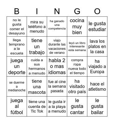 BINGO HUMANO Bingo Card