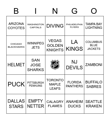 NHL Bingo! Bingo Card