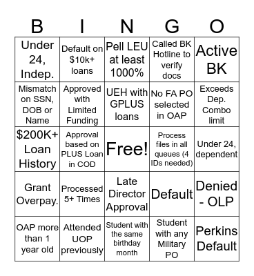 Week 3 Bingo Card