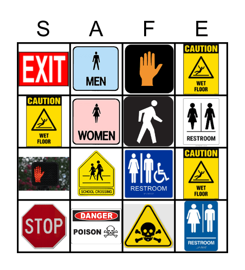 Safety Signs Bingo Card