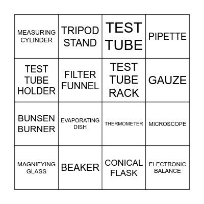 SCIENCE APPARATUS Bingo Card