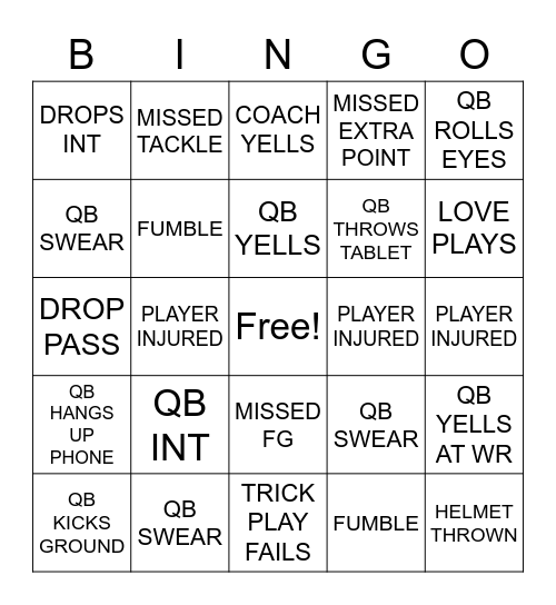 PACKER'S BINGO Card