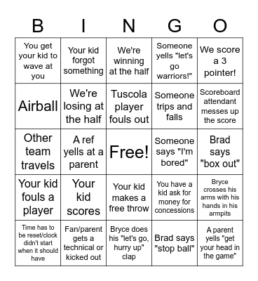 Basketball Bingo Card