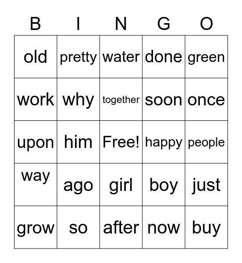 1st - Block 3 Bingo Card