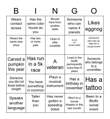 Find the Guest Bingo! Bingo Card