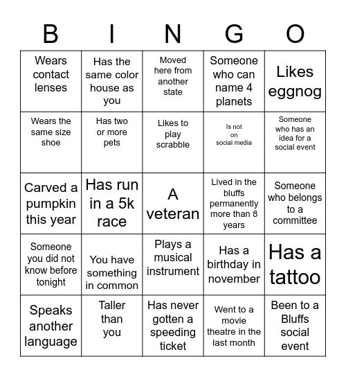 Find the Guest Bingo! Bingo Card