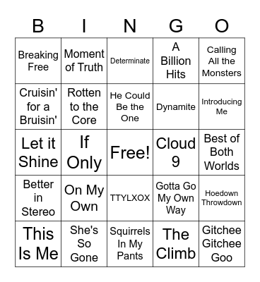 Song Bingo Card