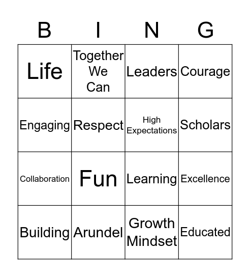 BELL Bingo Card