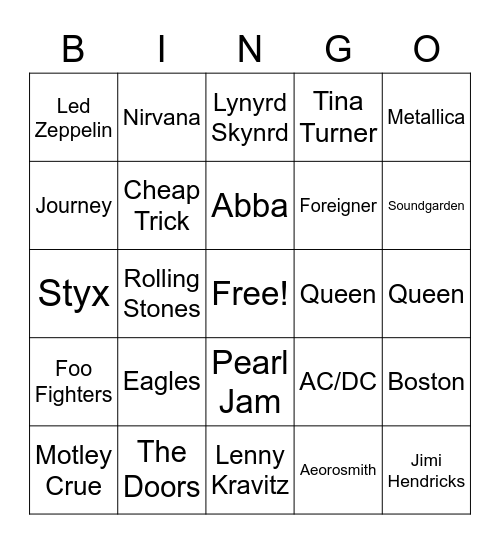 R & R Classics/Legends Bingo Card