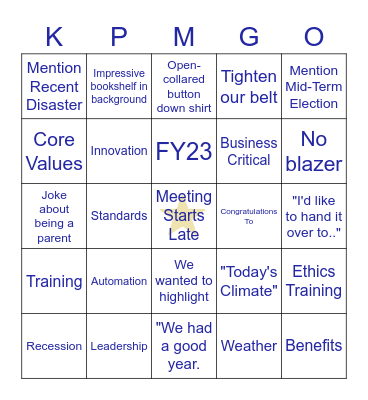 KPMG-O Bingo Card