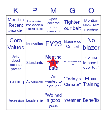 KPMG-O Bingo Card