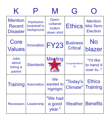 KPMG-O Bingo Card