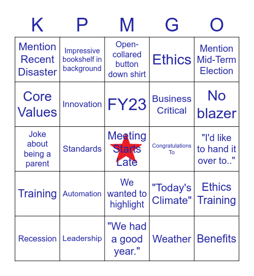 KPMG-O Bingo Card