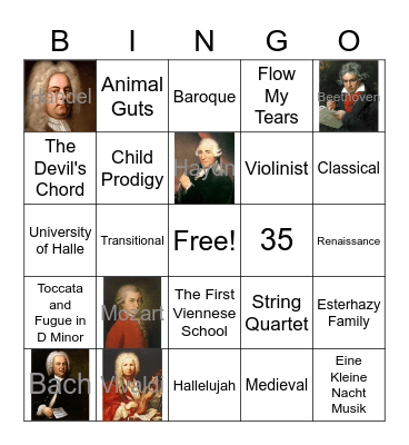 Composer Unit Bingo Card