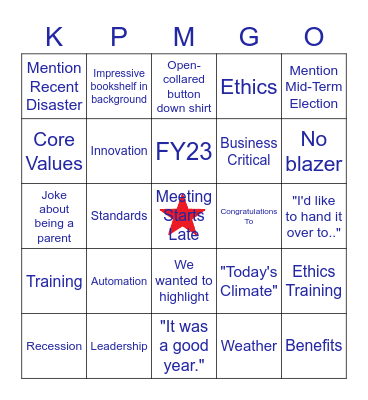 KPMG-O Bingo Card
