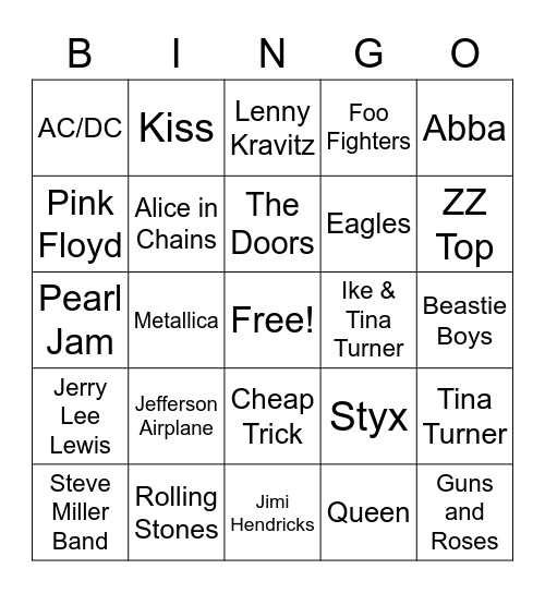 R & R Classics/Legends Bingo Card