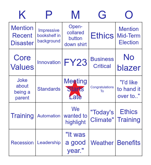 KPMG BINGO Card