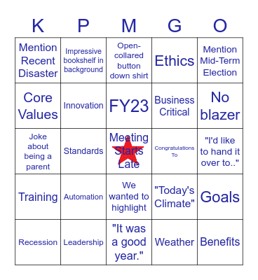 KPMG BINGO Card