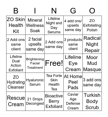 Retail and Add on November Bingo Card