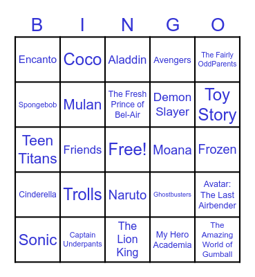Theme Songs Bingo Card