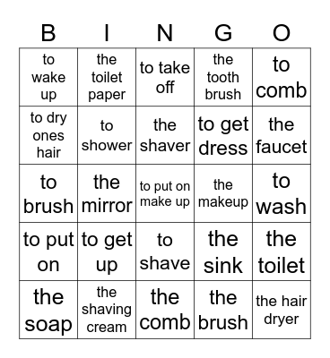 Verbos reflexivos y el baño Bingo Card