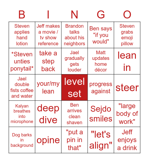 Sales Strategy Team Bingo Card