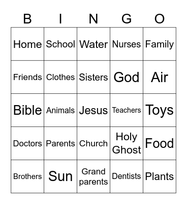 Count Your Blessings! Bingo Card