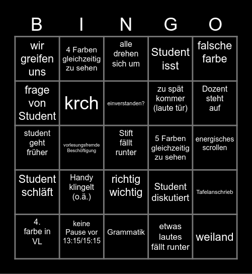 Mathe Bingo Card