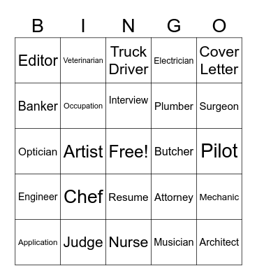 Career Bingo Card