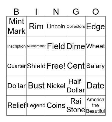 Adventures in Coins Bingo Card