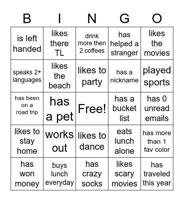 Transcore Bingo Card