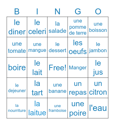 french foods Bingo Card