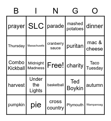 CSU Thanksgiving Bingo Card