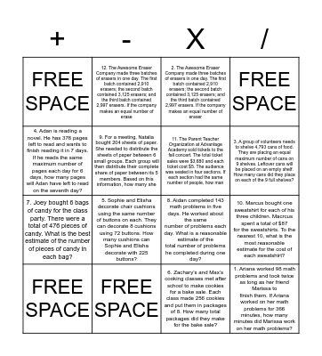 Division Bingo (Each is worth 1 Point on the Test!) Bingo Card