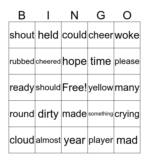 Reading Bingo Card