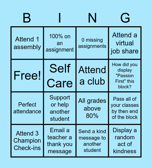 Block Bingo Card