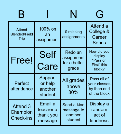 Block Bingo Card