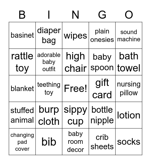 Baby Bingo Card