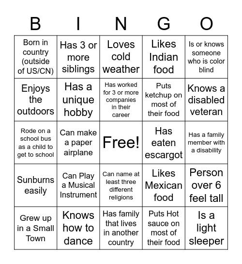 Friday Fun Diversity Bingo 11-11-22 Bingo Card