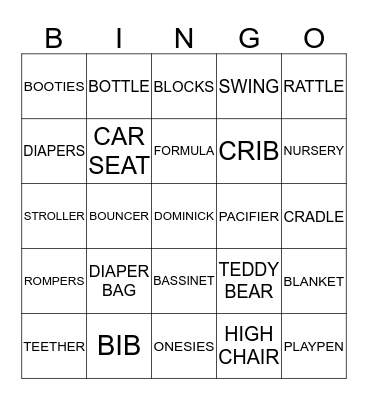 BABY SHOWER BINGO Card