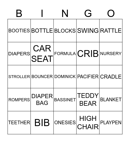 BABY SHOWER BINGO Card