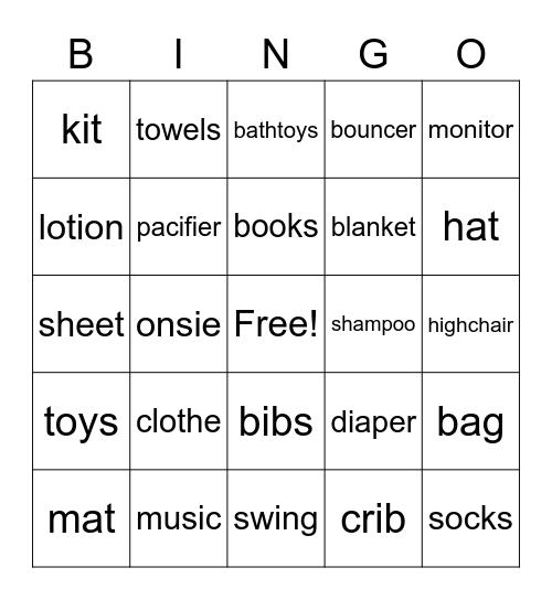 baby bingo Card