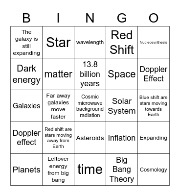 Big Bang Theory Bingo Card