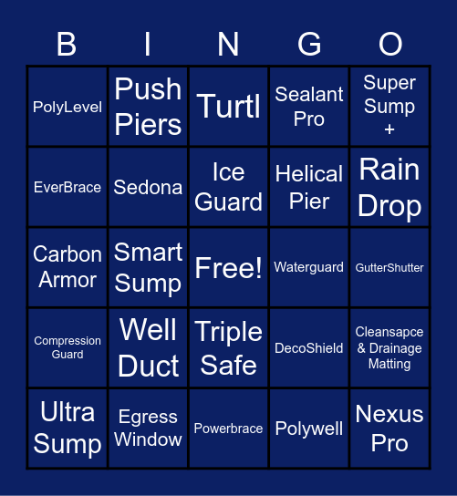 Product Bingo Card