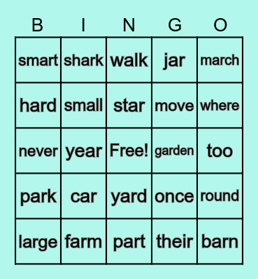 Unit 3 Week 2 ar words and HFW Bingo Card