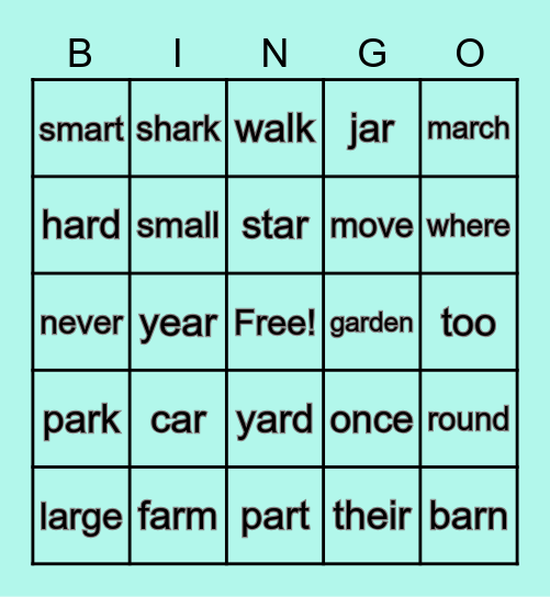 Unit 3 Week 2 ar words and HFW Bingo Card