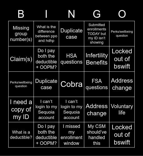 CASE BINGO Card