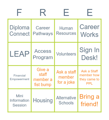 PPL Open House Raffle Bingo Card